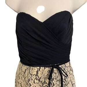 Impression Bridal Size 8 Dark Blue and Crochet/Lace Strapless Formal Mini Dress